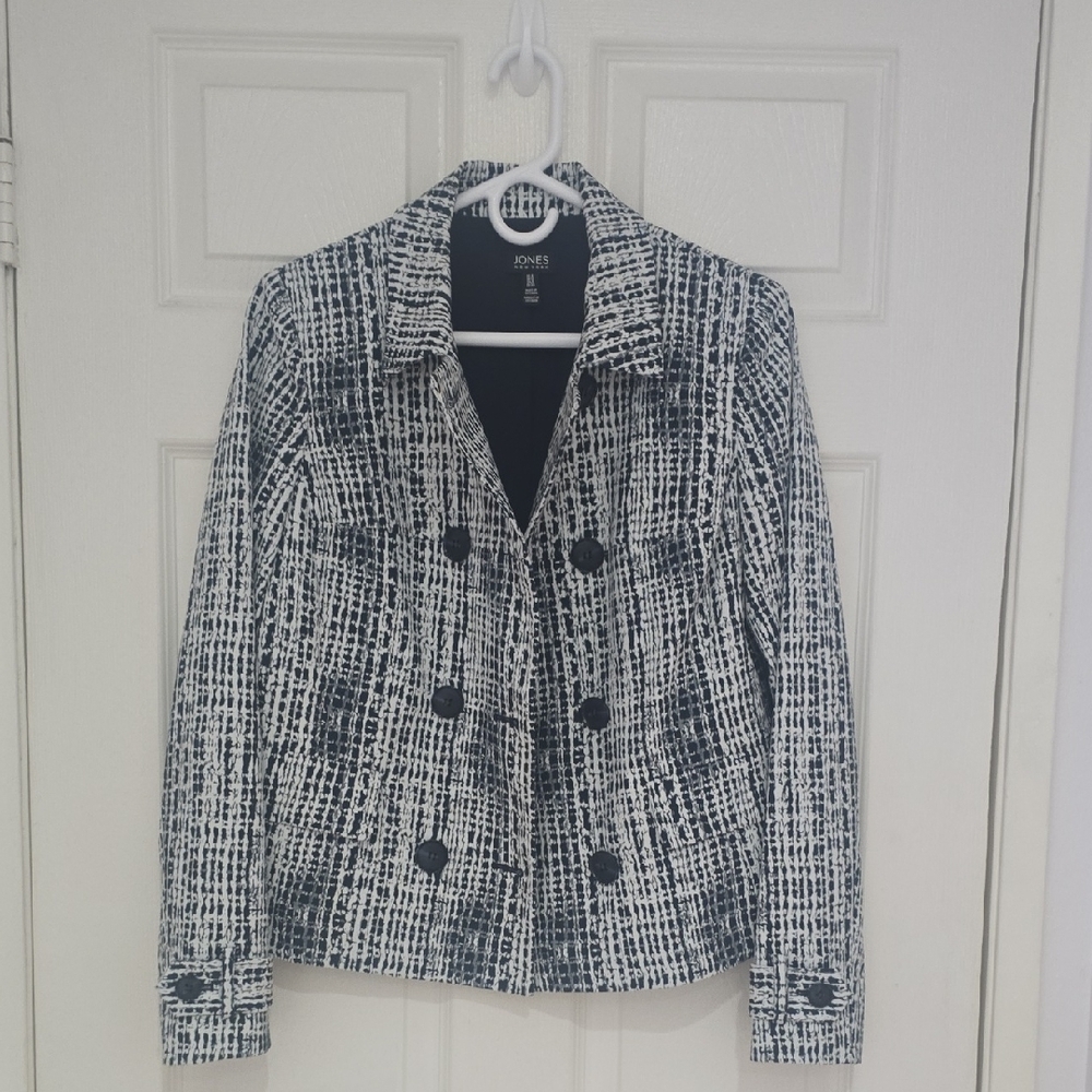 Jones New York Blue and White  Blazer Like New